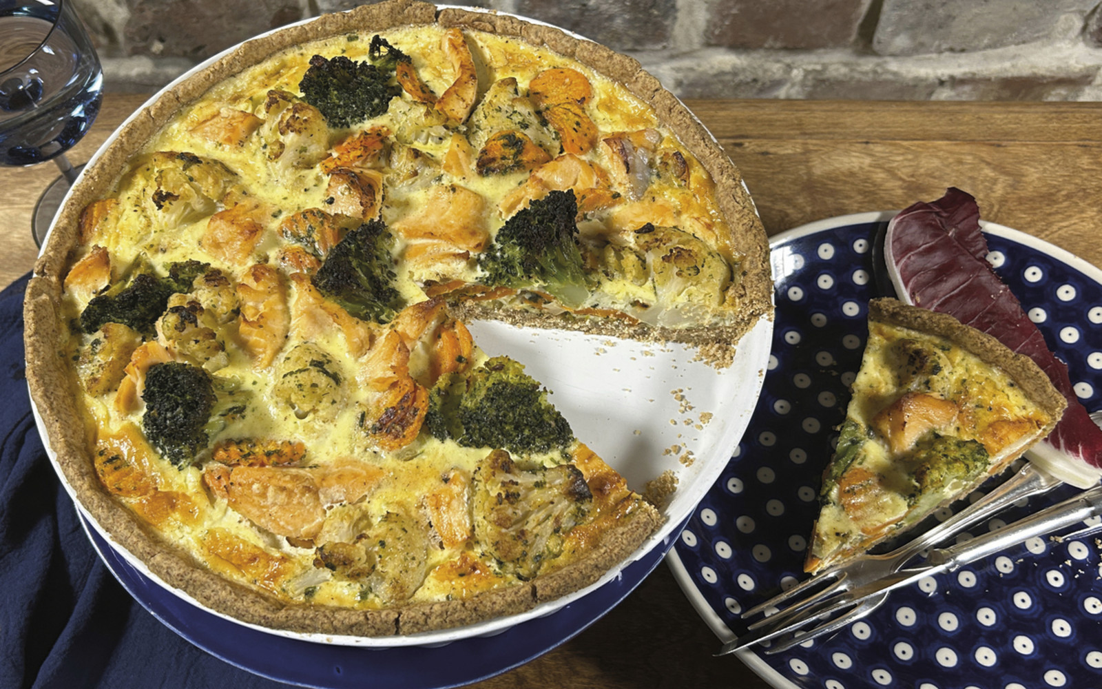 Tarte mit Bio-Lachs und Bio Gemüse-Trio