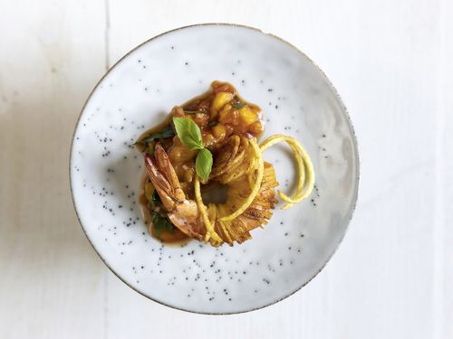 Riesengarnele mit Kartoffelspaghetti und Sweet Chili Soße (von Johann ...
