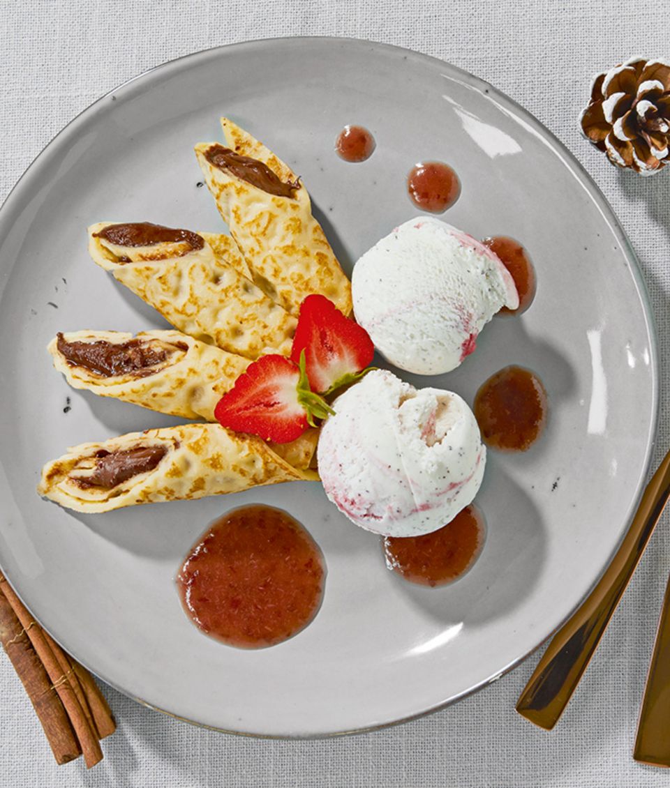 Mini-Nougat-Pfannkuchen - Rezept