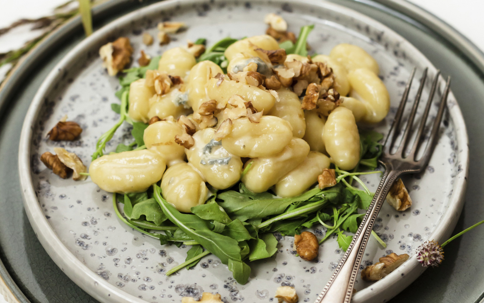 Gnocchi auf Rucola mit Gorgonzola Rahm und Walnüssen