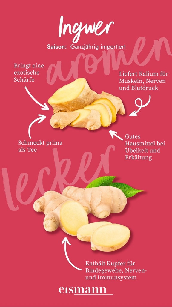 Ingwer - Eigenschaften, Saison und Vorteile in der Ernährung