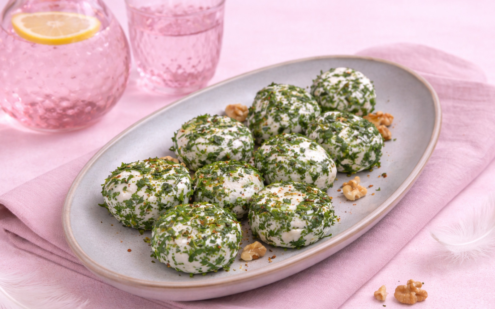Ziegenkäseröllchen in Kräutermantel