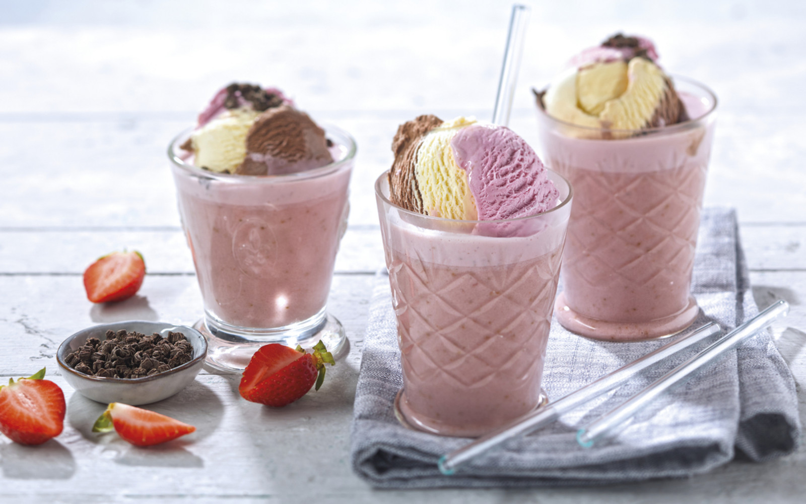 Milchshake Vanille/Schoko/Erdbeer