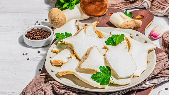 Frisch zubereitete Kraeuterseitlinge