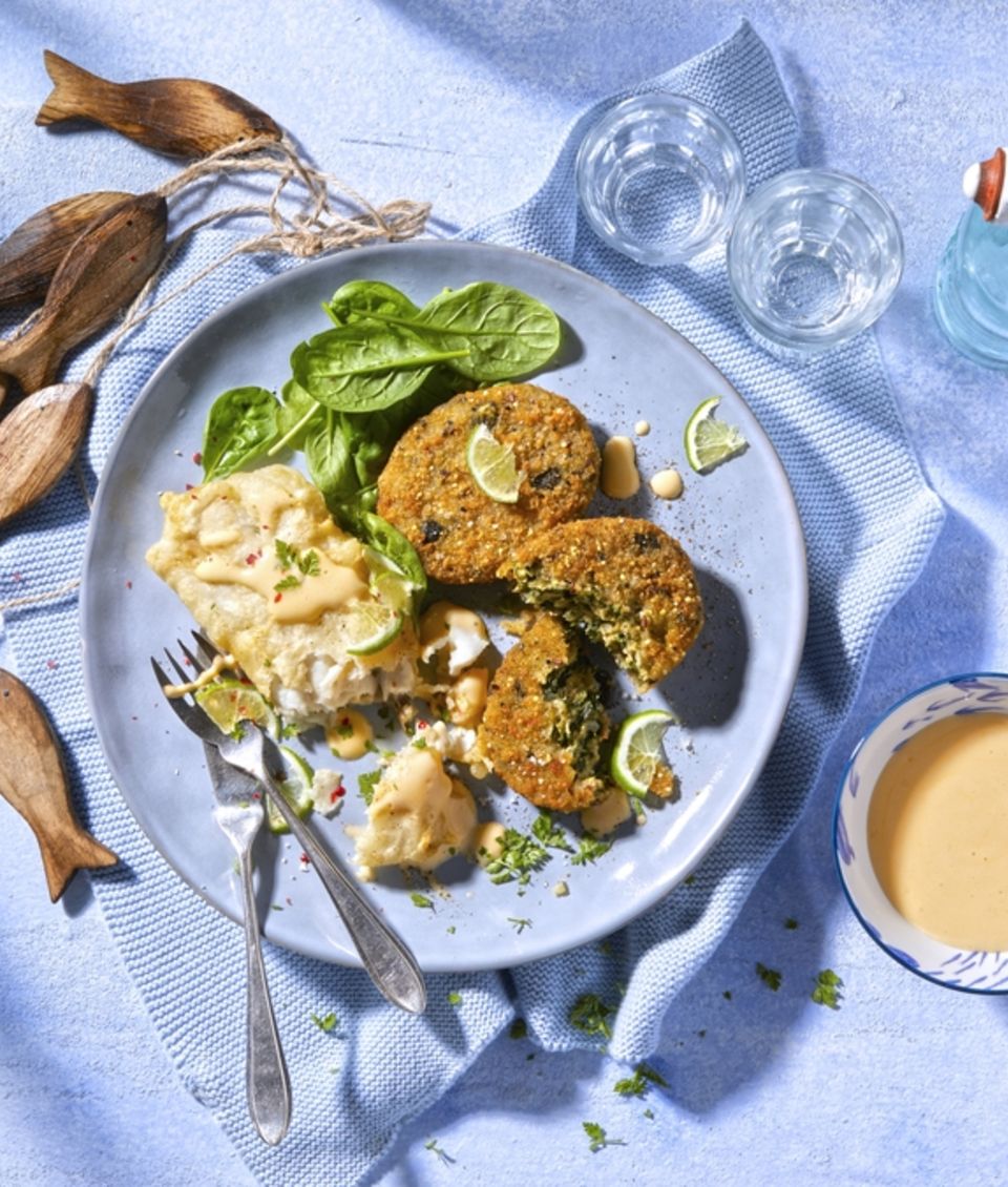Seelachs &amp;quot;Tempura&amp;quot; mit Spinat-Medaillons - Rezept