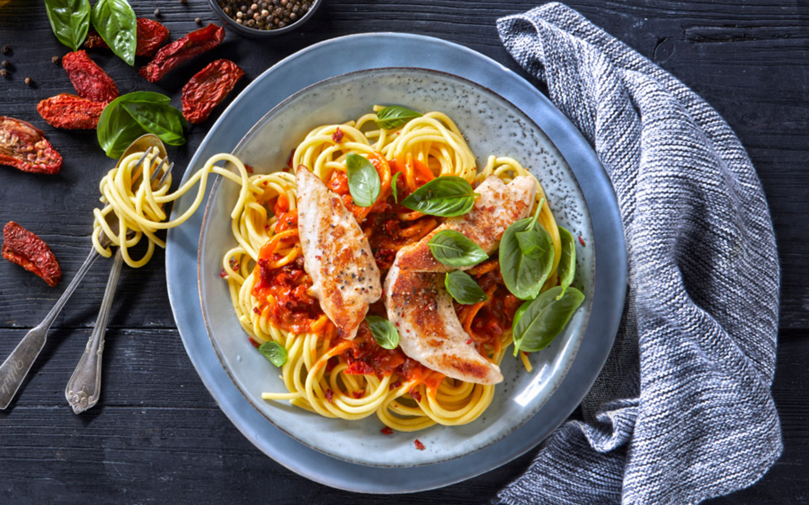 Spaghetti Pollo e Pomodori
