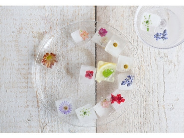 Eiswürfel mit Blüten