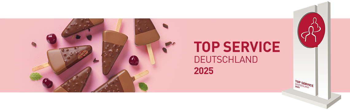Schoko-Eisgipfel und Top Service Logo